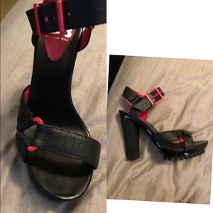 Snakeskin/pink heels